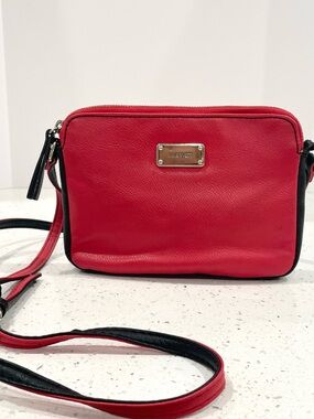 Nine West Red and Black Leather Crossbody Bag